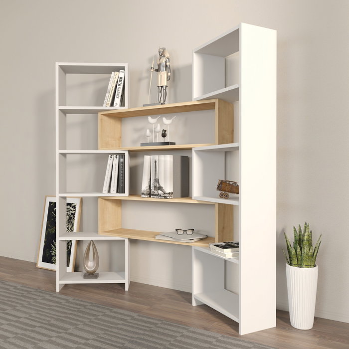 Hanah Home Poyraz Estantería Blanco y Roble